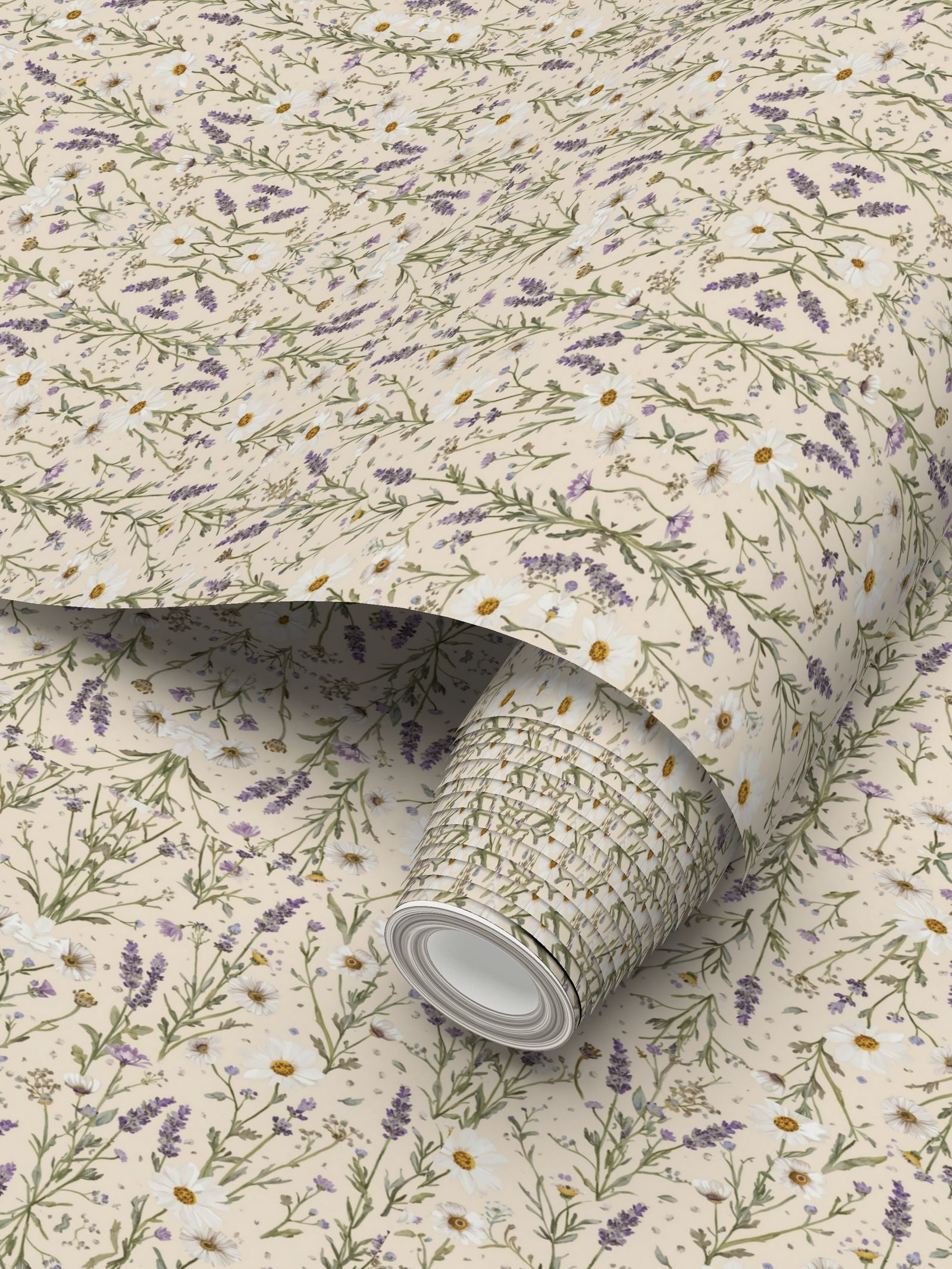 Meadow Bloom – Daisy & Lavender Botanical Wallpaper