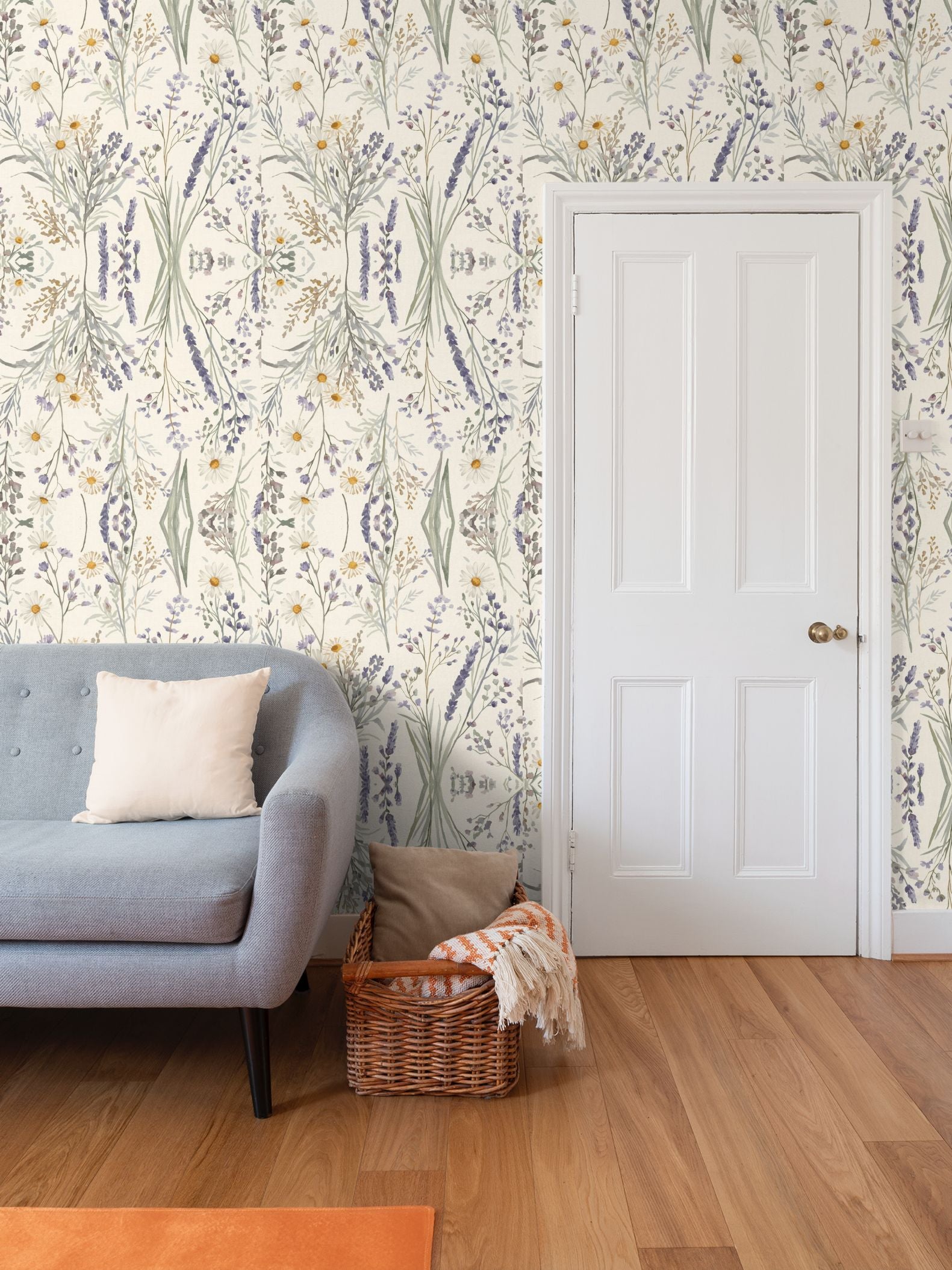 Whispering Meadow – Daisy & Lavender Botanical Wallpaper