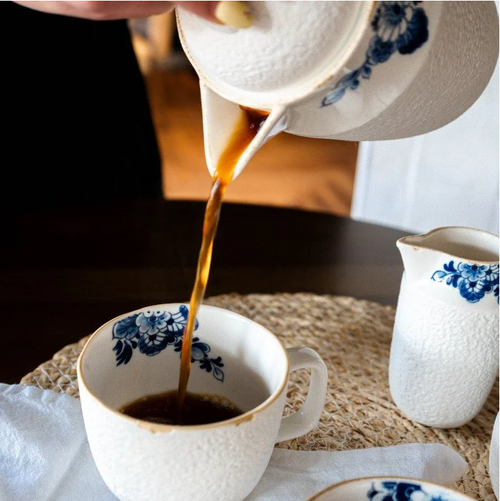 Blue Blossom Mug | Textured Delft Porcelain Cup | Elliaure UK